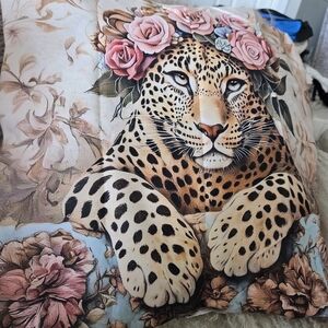 New Fancy Tiger Silky Throw Pillow Cover 18×18. Both Sides Print W/hidden zipper